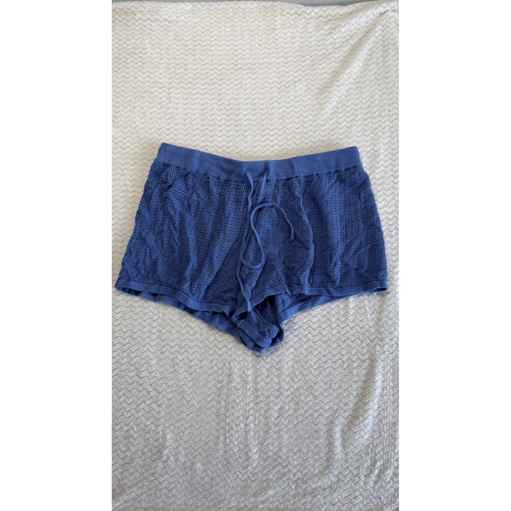 Pact Organic Cotton Pointelle Knit Drawstring Shorts Blue XXL XXL 4456